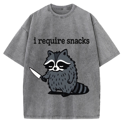I Require Snacks Raccoon Vintage Washed T-shirt