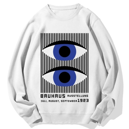 Artistic Geometric Stripes Circles Printed Cotton Sweatshirt