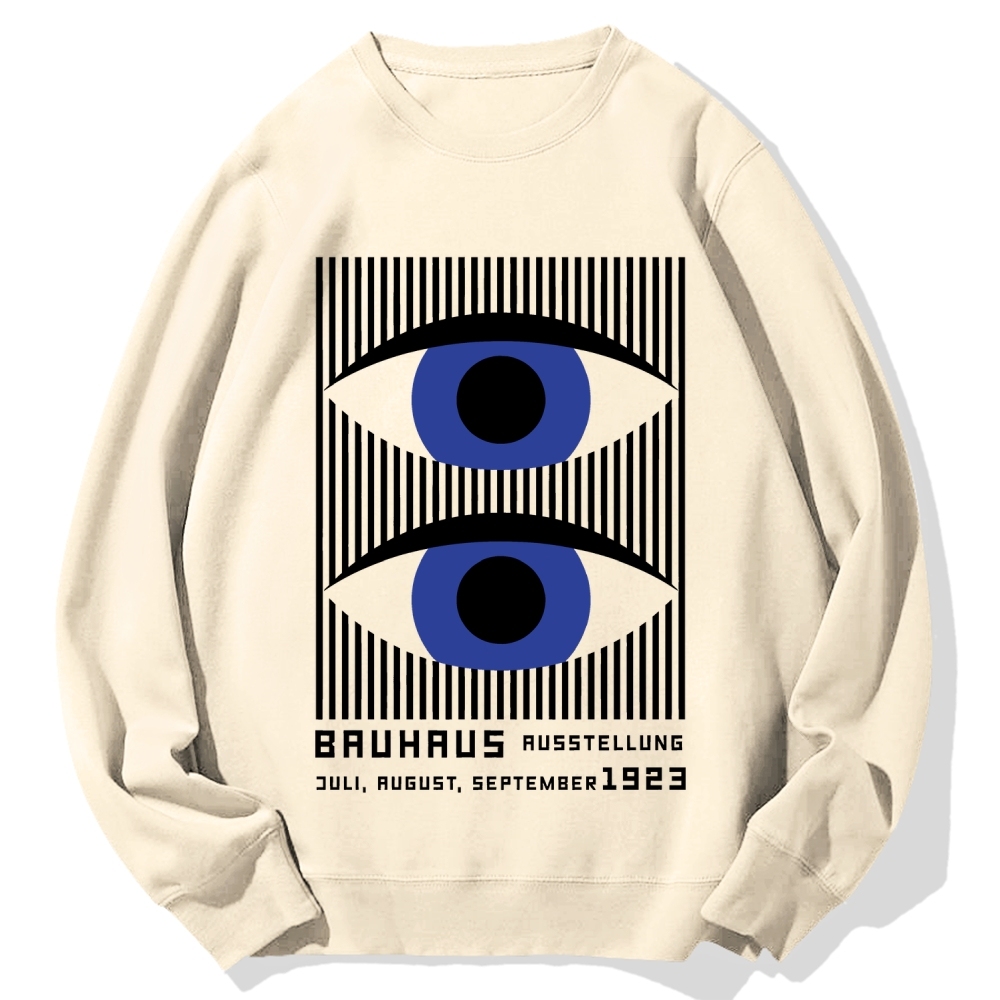 Artistic Geometric Stripes Circles Printed Cotton Sweatshirt
