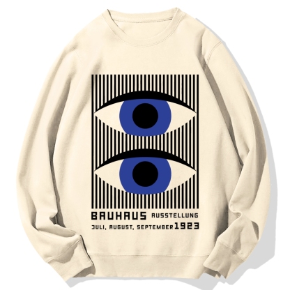 Artistic Geometric Stripes Circles Printed Cotton Sweatshirt