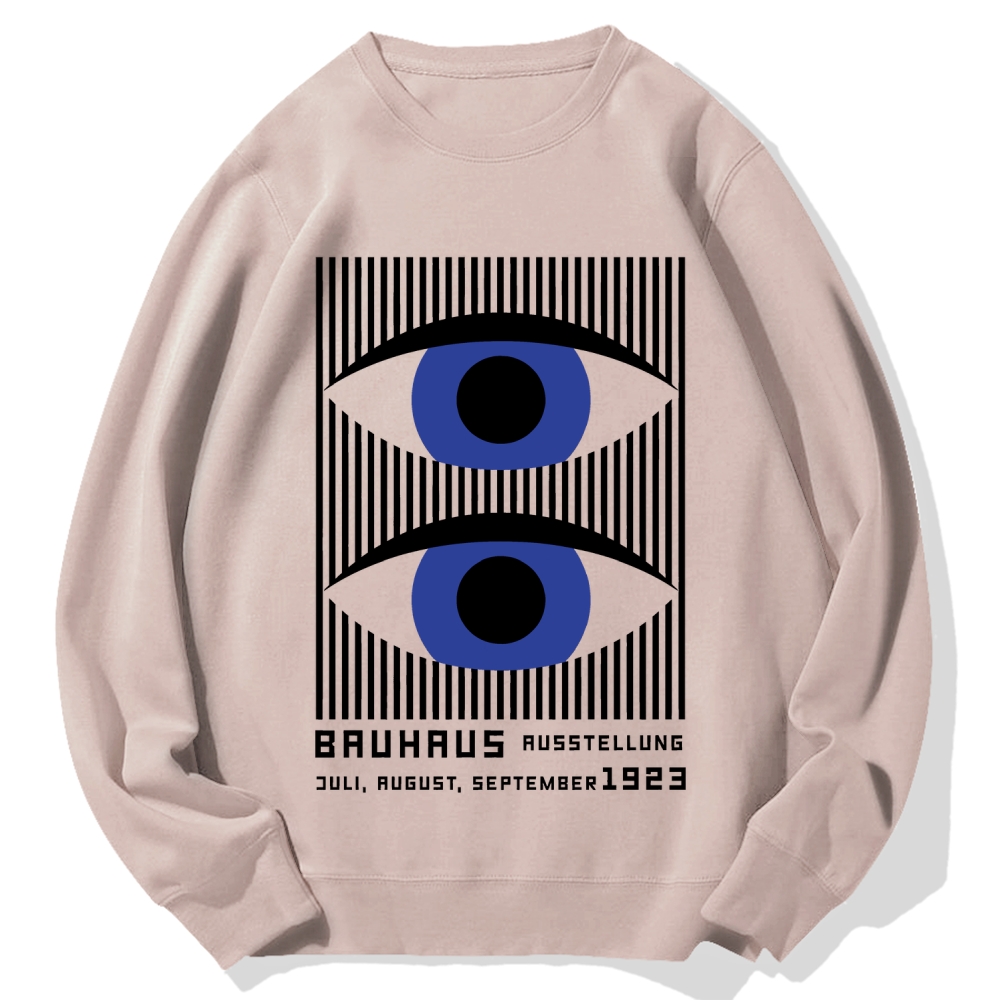 Artistic Geometric Stripes Circles Printed Cotton Sweatshirt