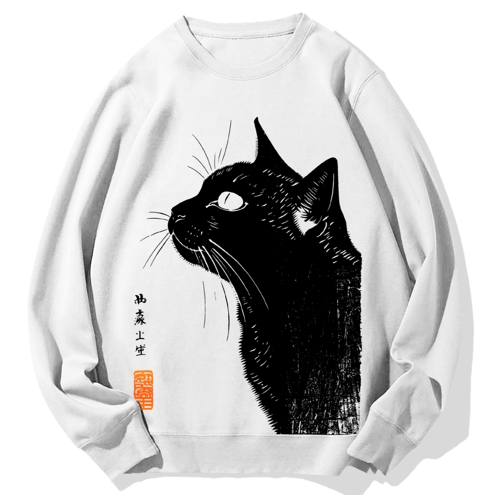 Cat Printed Cotton Sweatshirt
