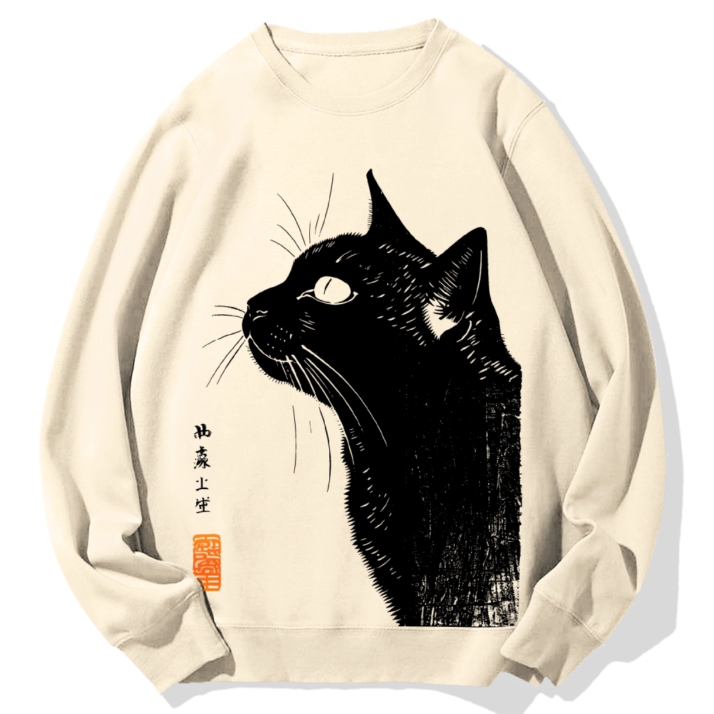 Cat Printed Cotton Sweatshirt