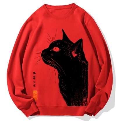 Cat Printed Cotton Sweatshirt