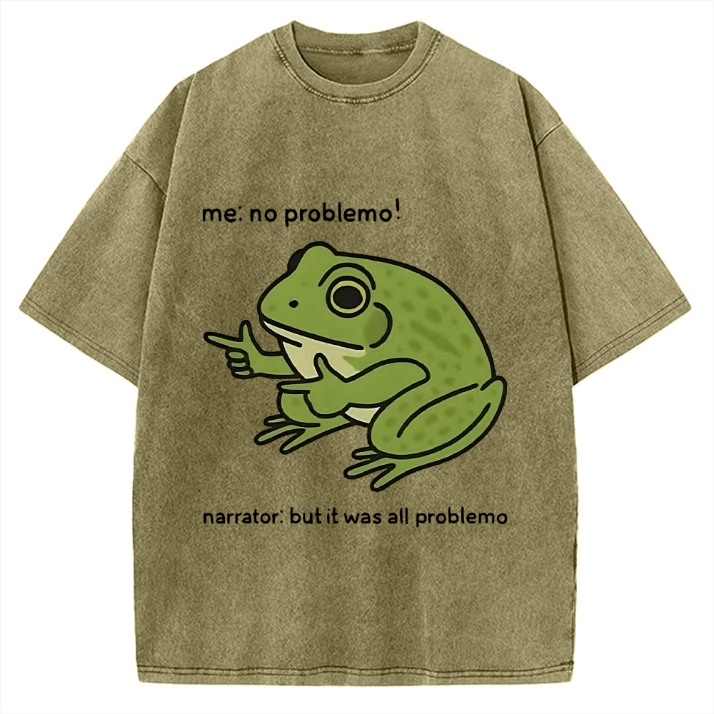 Frog Me No Problemo Narrator But It Was All Problemo Vintage Washed T-shirt