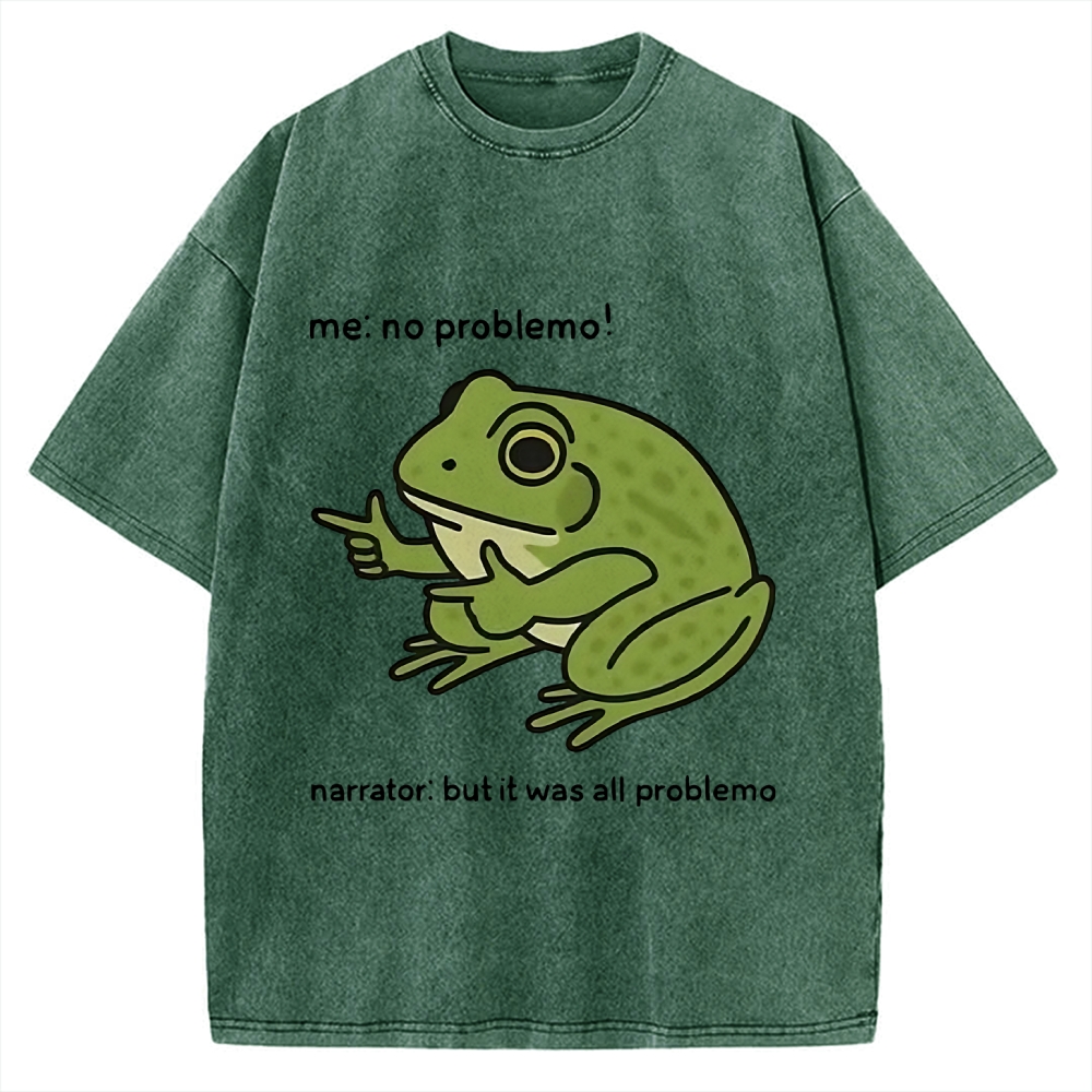 Frog Me No Problemo Narrator But It Was All Problemo Vintage Washed T-shirt