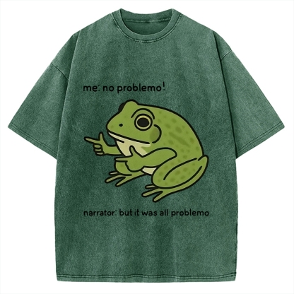 Frog Me No Problemo Narrator But It Was All Problemo Vintage Washed T-shirt