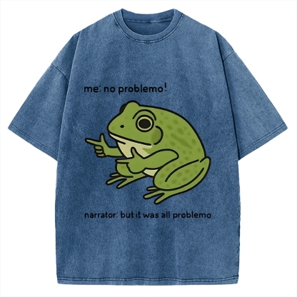 Frog Me No Problemo Narrator But It Was All Problemo Vintage Washed T-shirt
