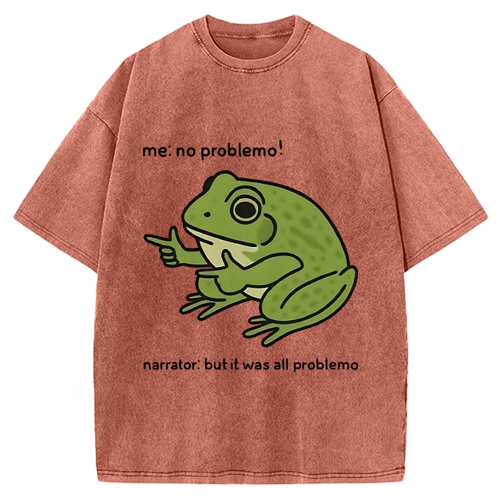 Frog Me No Problemo Narrator But It Was All Problemo Vintage Washed T-shirt
