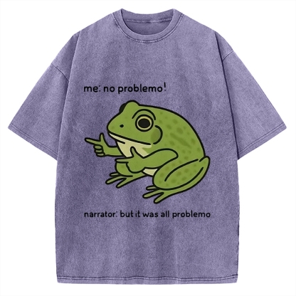 Frog Me No Problemo Narrator But It Was All Problemo Vintage Washed T-shirt