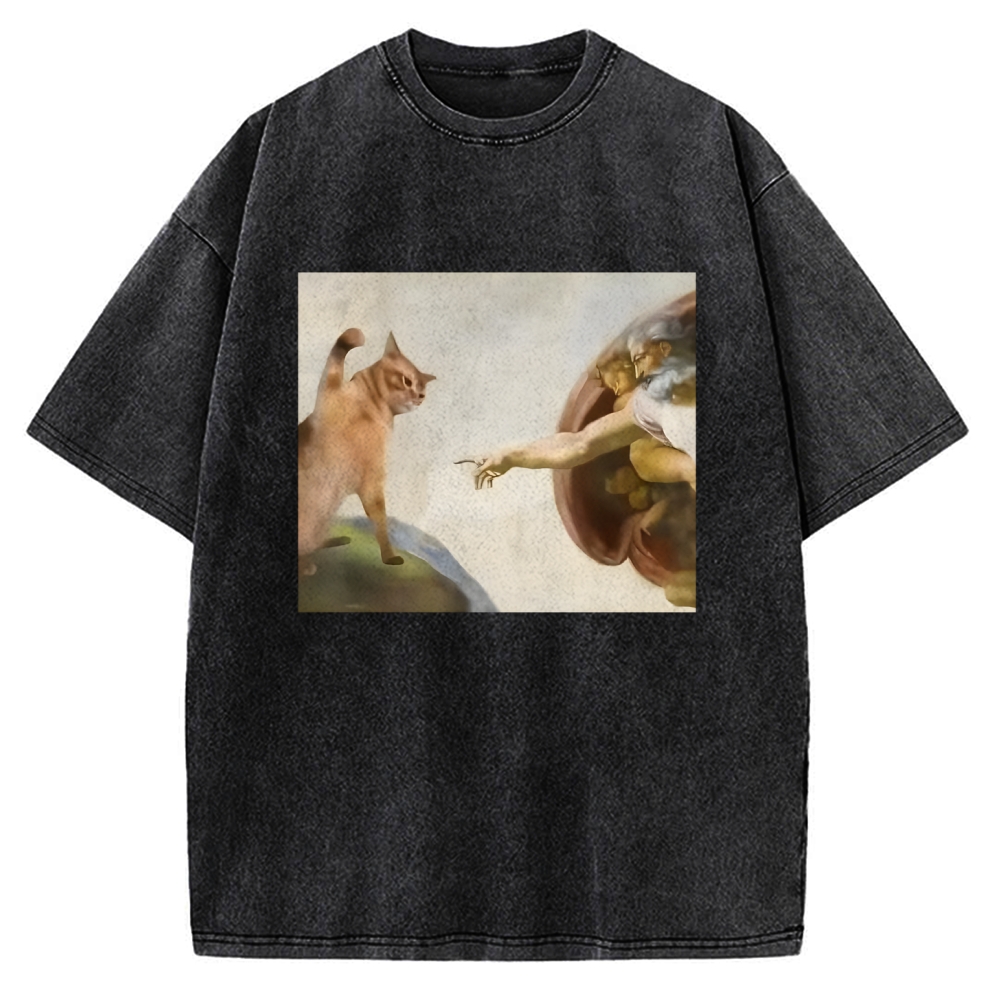 Funny Cat Vintage Washed T-shirt