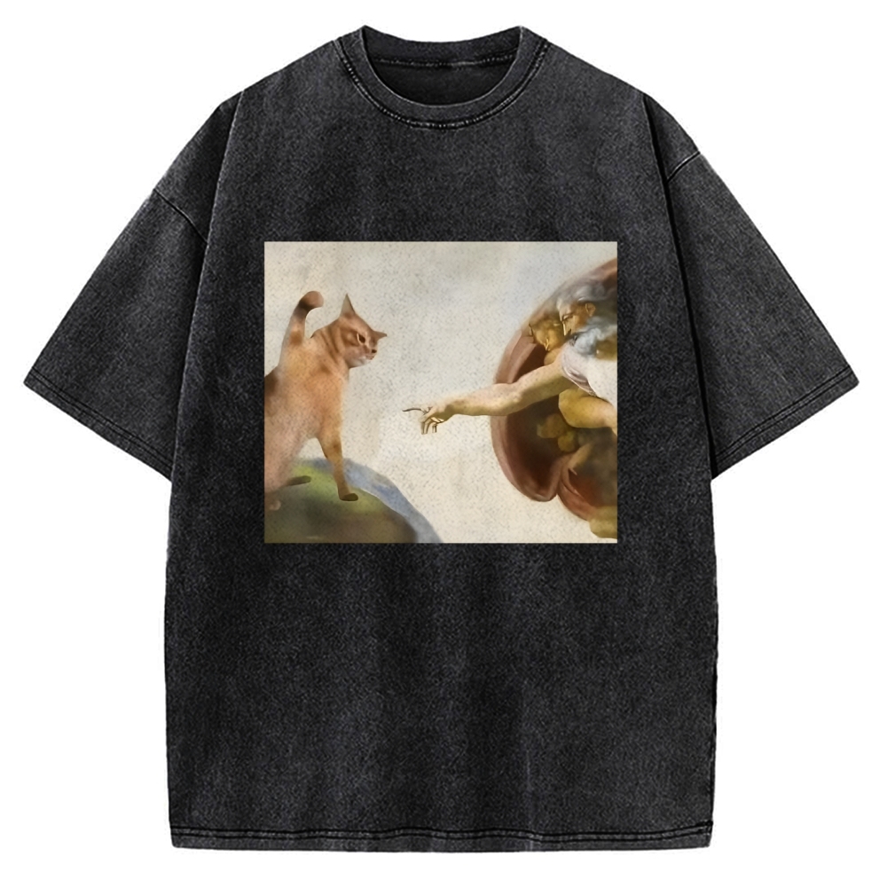 Funny Cat Vintage Washed T-shirt