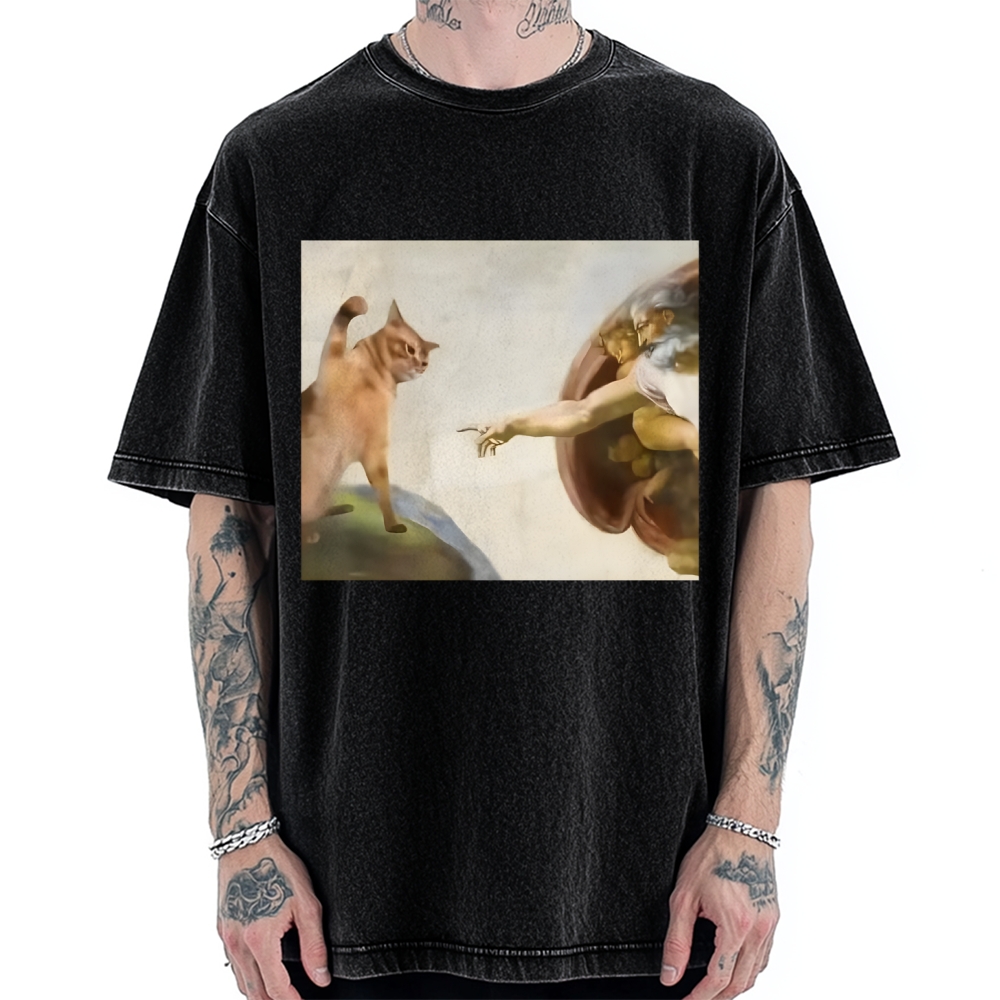 Funny Cat Vintage Washed T-shirt