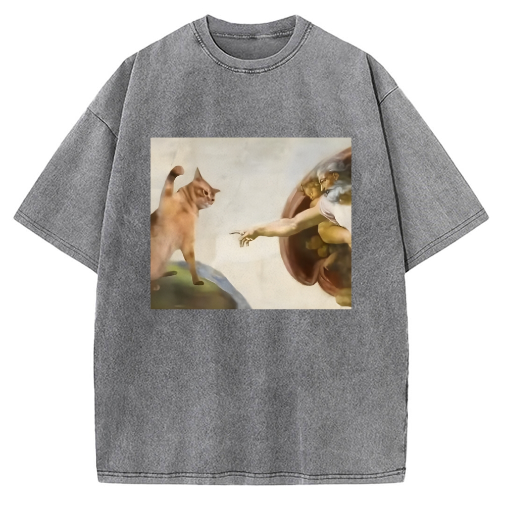 Funny Cat Vintage Washed T-shirt