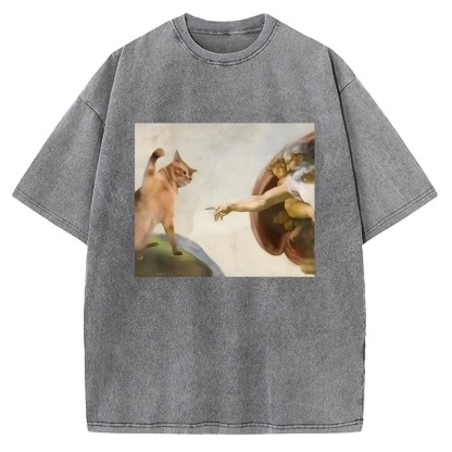 Funny Cat Vintage Washed T-shirt
