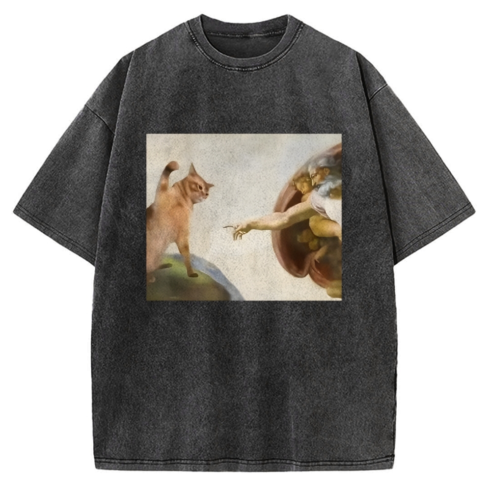 Funny Cat Vintage Washed T-shirt
