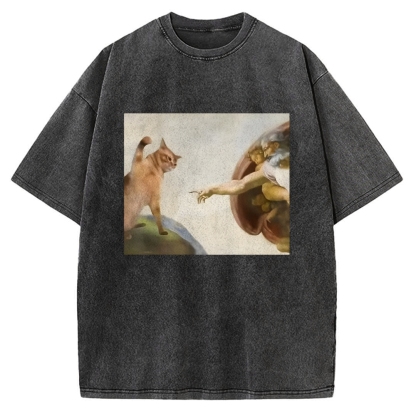 Funny Cat Vintage Washed T-shirt