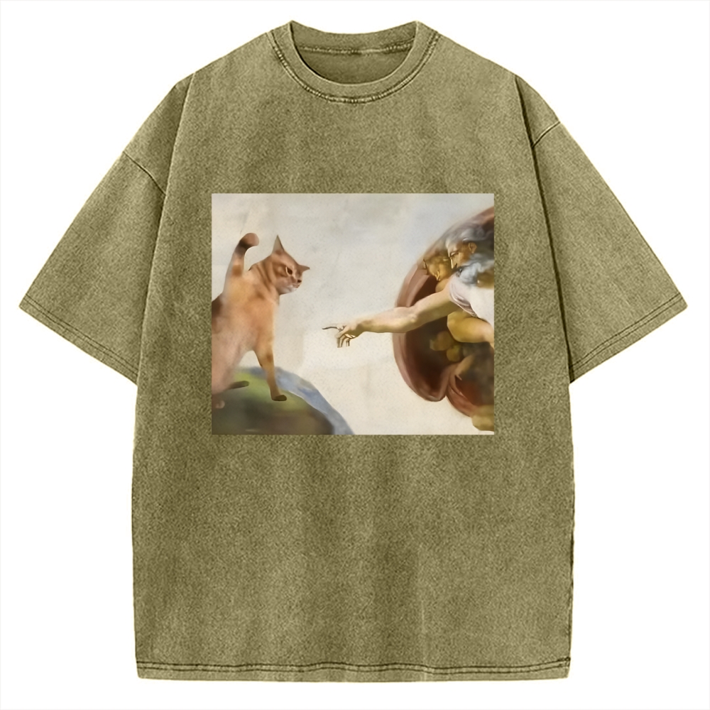 Funny Cat Vintage Washed T-shirt