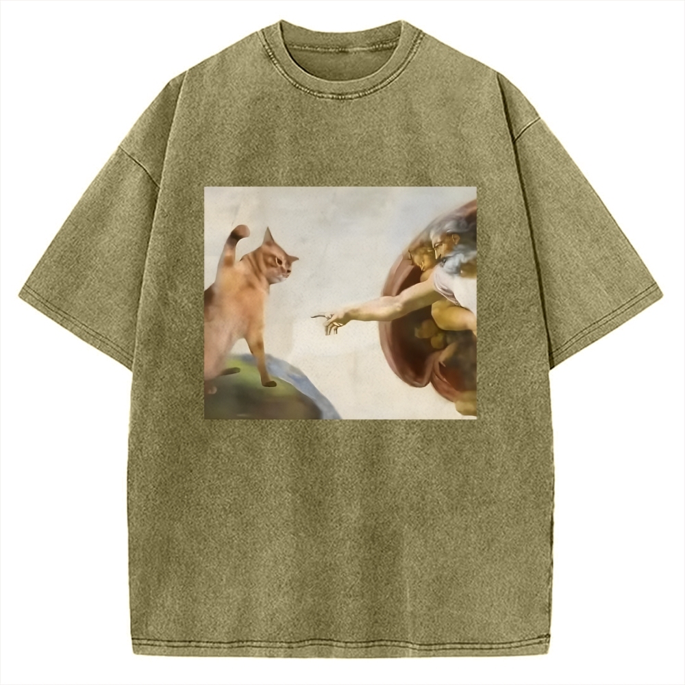 Funny Cat Vintage Washed T-shirt