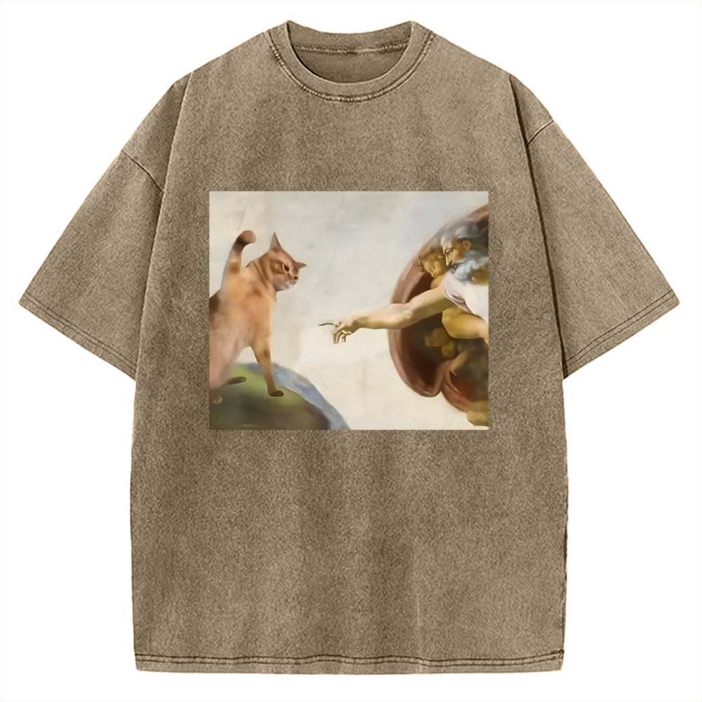 Funny Cat Vintage Washed T-shirt