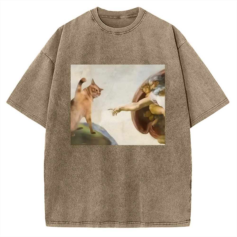 Funny Cat Vintage Washed T-shirt
