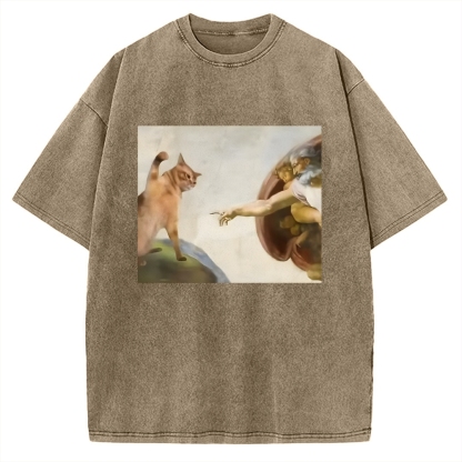 Funny Cat Vintage Washed T-shirt