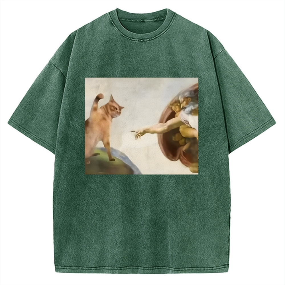 Funny Cat Vintage Washed T-shirt