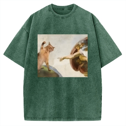 Funny Cat Vintage Washed T-shirt