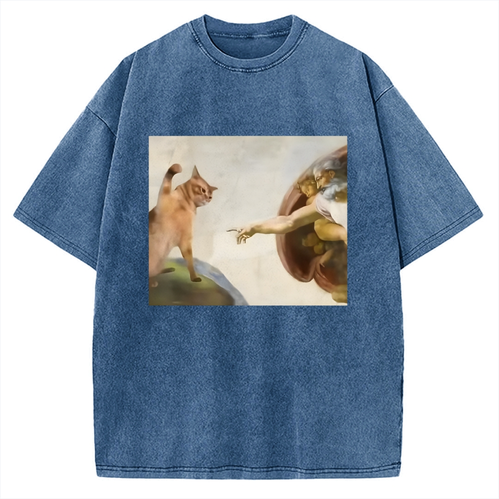 Funny Cat Vintage Washed T-shirt