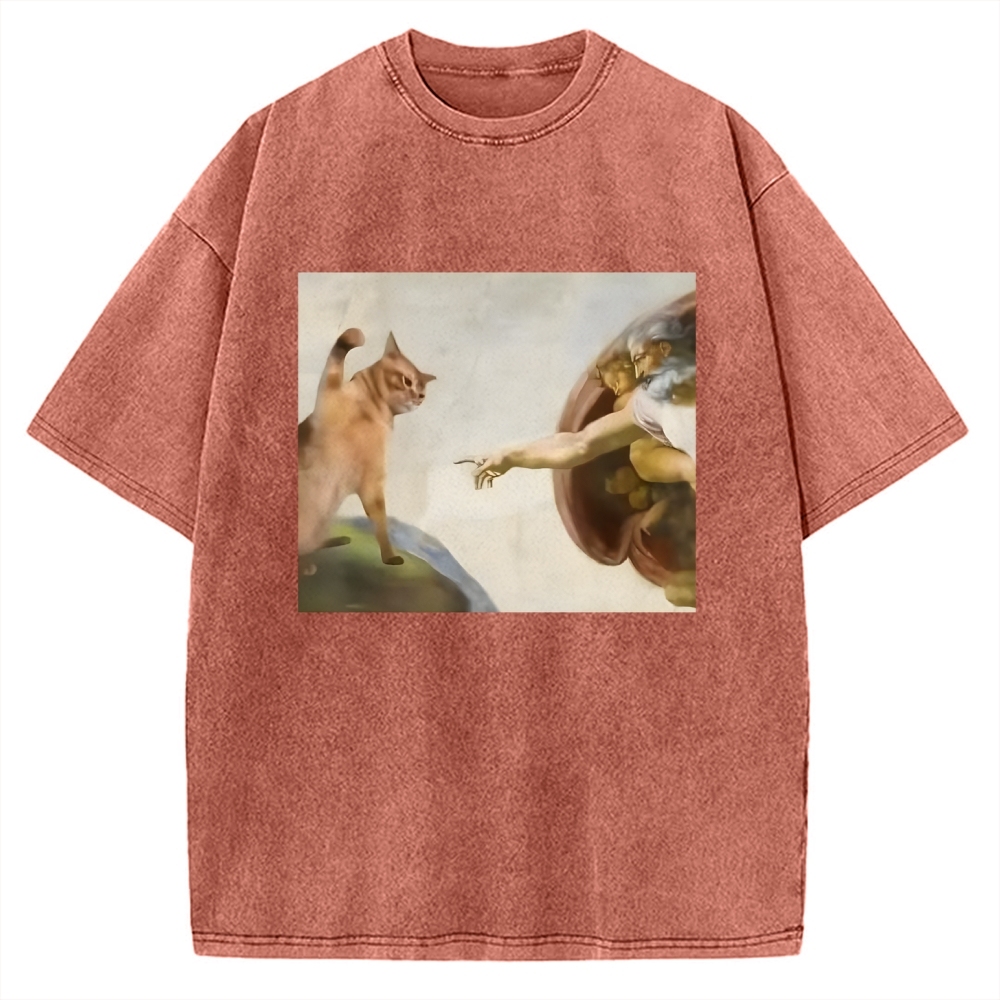 Funny Cat Vintage Washed T-shirt