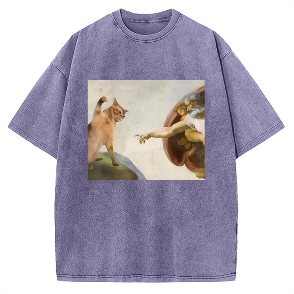 Funny Cat Vintage Washed T-shirt