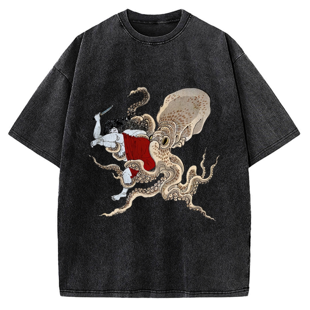 Octopus Fight Vintage Washed T-shirt