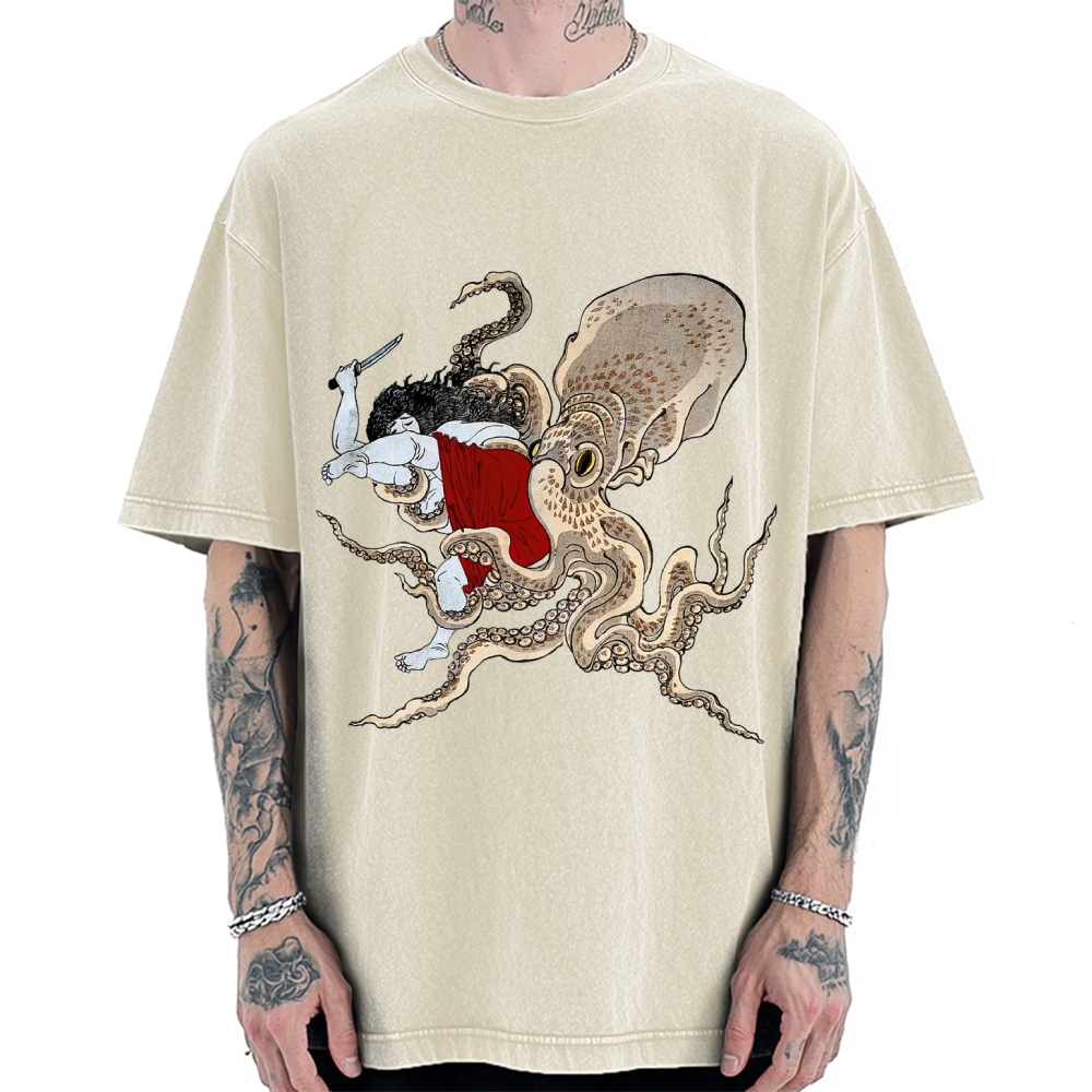 Octopus Fight Vintage Washed T-shirt