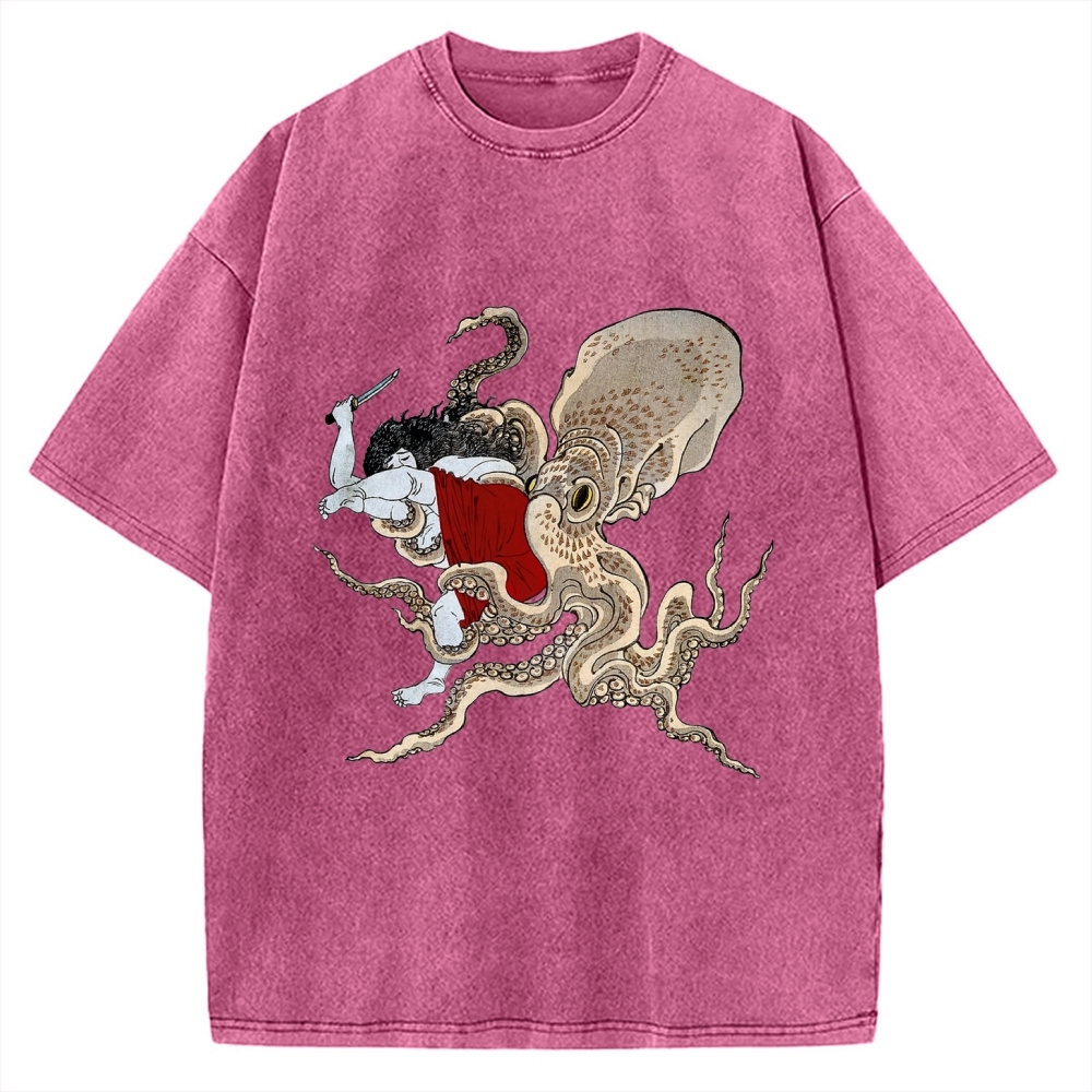 Octopus Fight Vintage Washed T-shirt