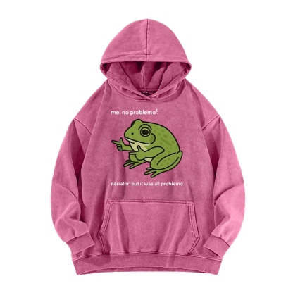 Frog Me No Problemo Narrator But It Was All Problemo Vintage Washed Hoodie