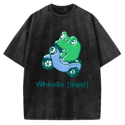 Wheelie (Tired) Scooter Frog Vintage Washed T-shirt