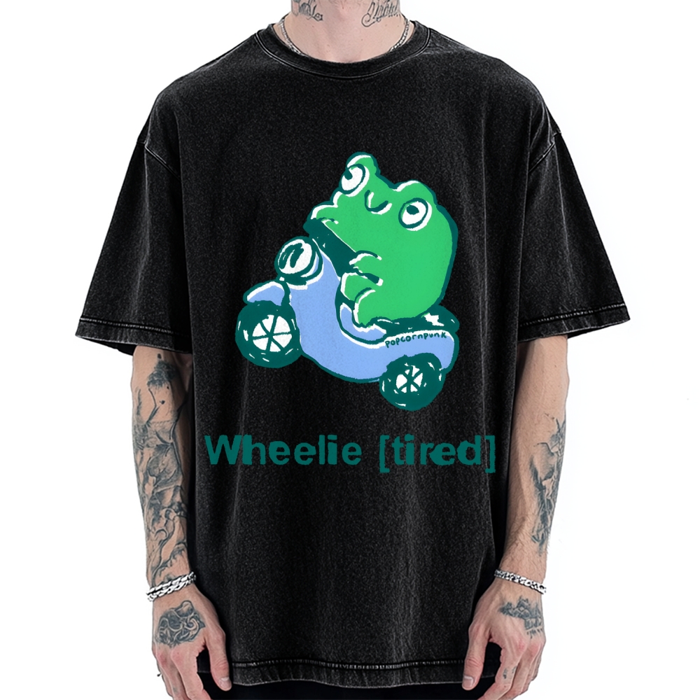 Wheelie (Tired) Scooter Frog Vintage Washed T-shirt