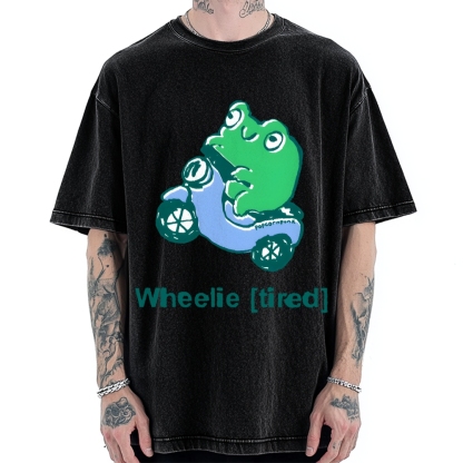 Wheelie (Tired) Scooter Frog Vintage Washed T-shirt