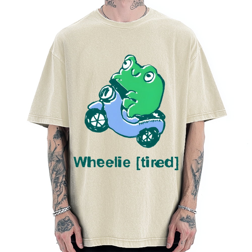Wheelie (Tired) Scooter Frog Vintage Washed T-shirt