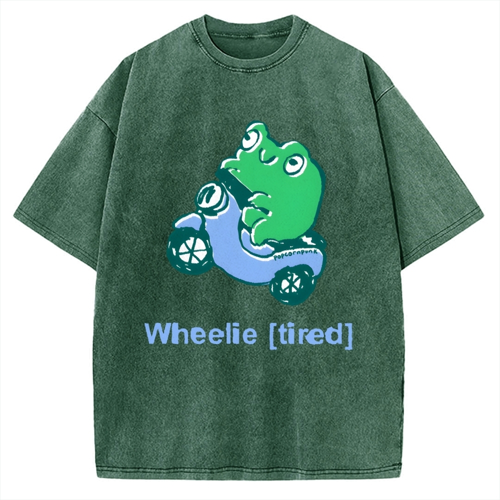 Wheelie (Tired) Scooter Frog Vintage Washed T-shirt