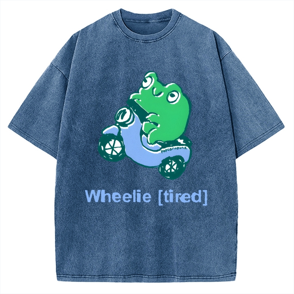Wheelie (Tired) Scooter Frog Vintage Washed T-shirt