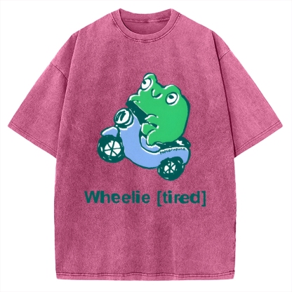 Wheelie (Tired) Scooter Frog Vintage Washed T-shirt