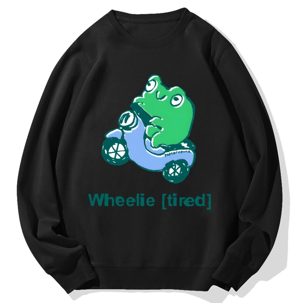 Wheelie (Tired) scooter frog Cotton Sweatshirt