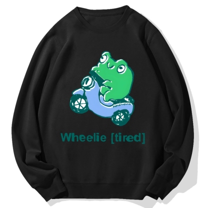 Wheelie (Tired) scooter frog Cotton Sweatshirt