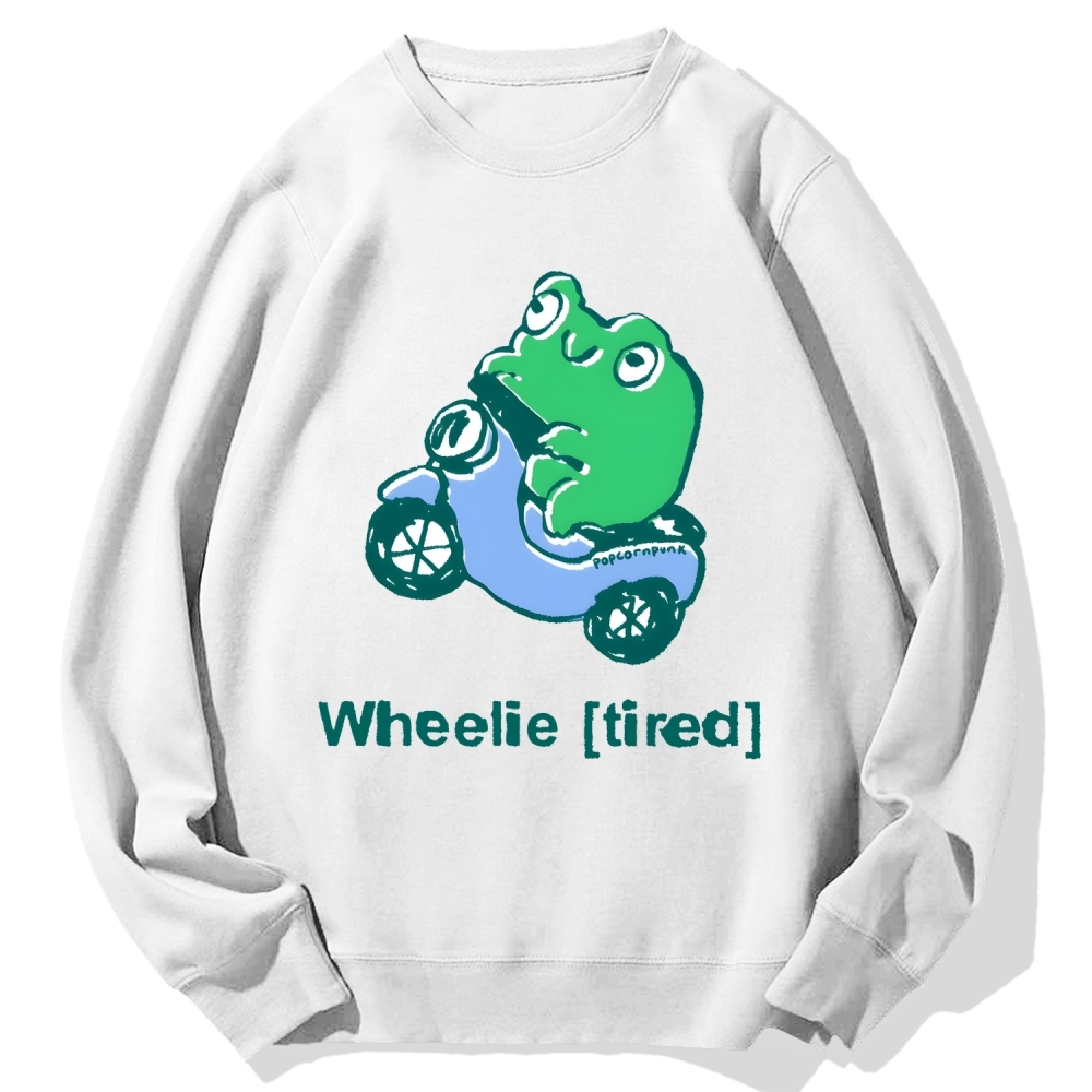 Wheelie (Tired) scooter frog Cotton Sweatshirt