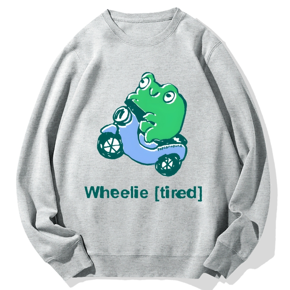Wheelie (Tired) scooter frog Cotton Sweatshirt