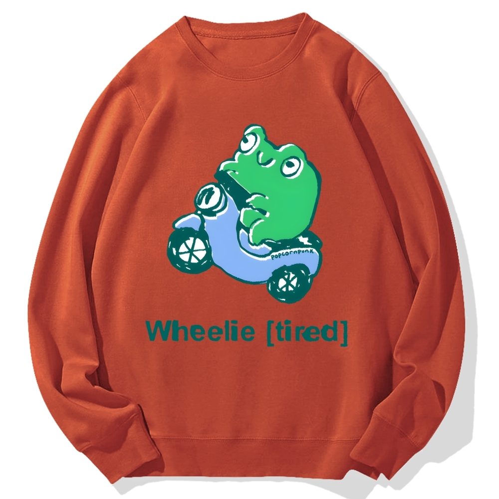 Wheelie (Tired) scooter frog Cotton Sweatshirt
