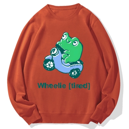 Wheelie (Tired) scooter frog Cotton Sweatshirt