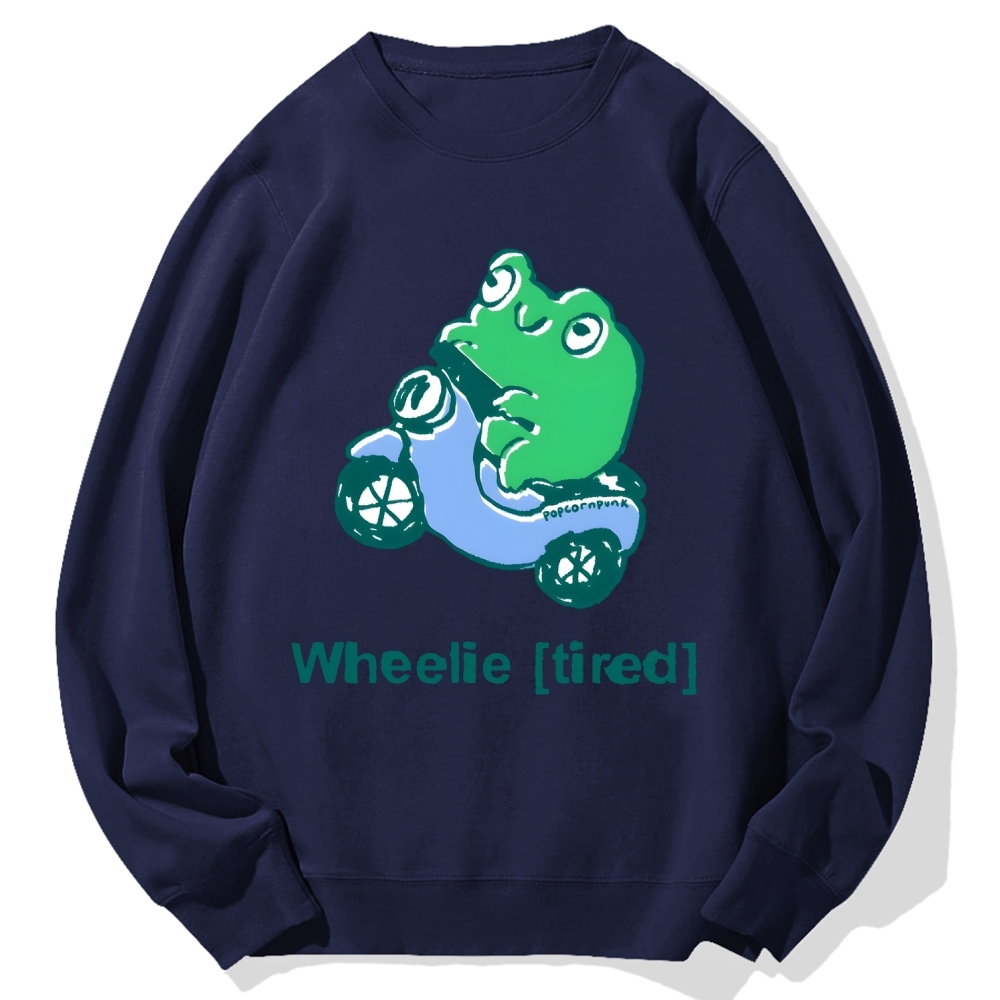 Wheelie (Tired) scooter frog Cotton Sweatshirt