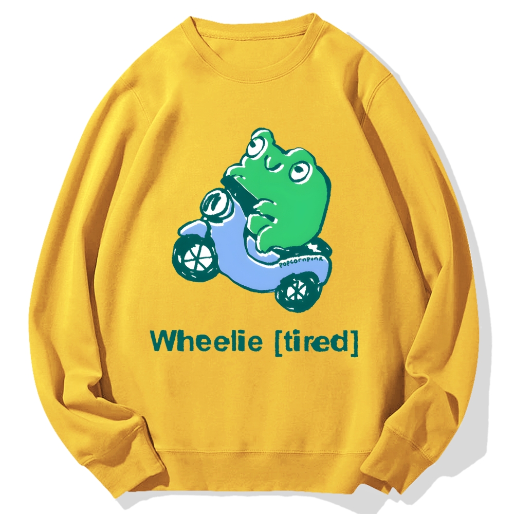 Wheelie (Tired) scooter frog Cotton Sweatshirt